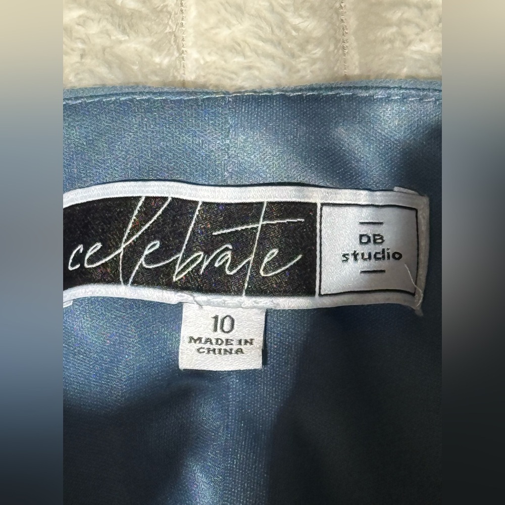 Celebrate DB Studio Flutter Sleeve Georgette Wrap Slate Blue MOB Maxi Dress 10 - Picture 6 of 10